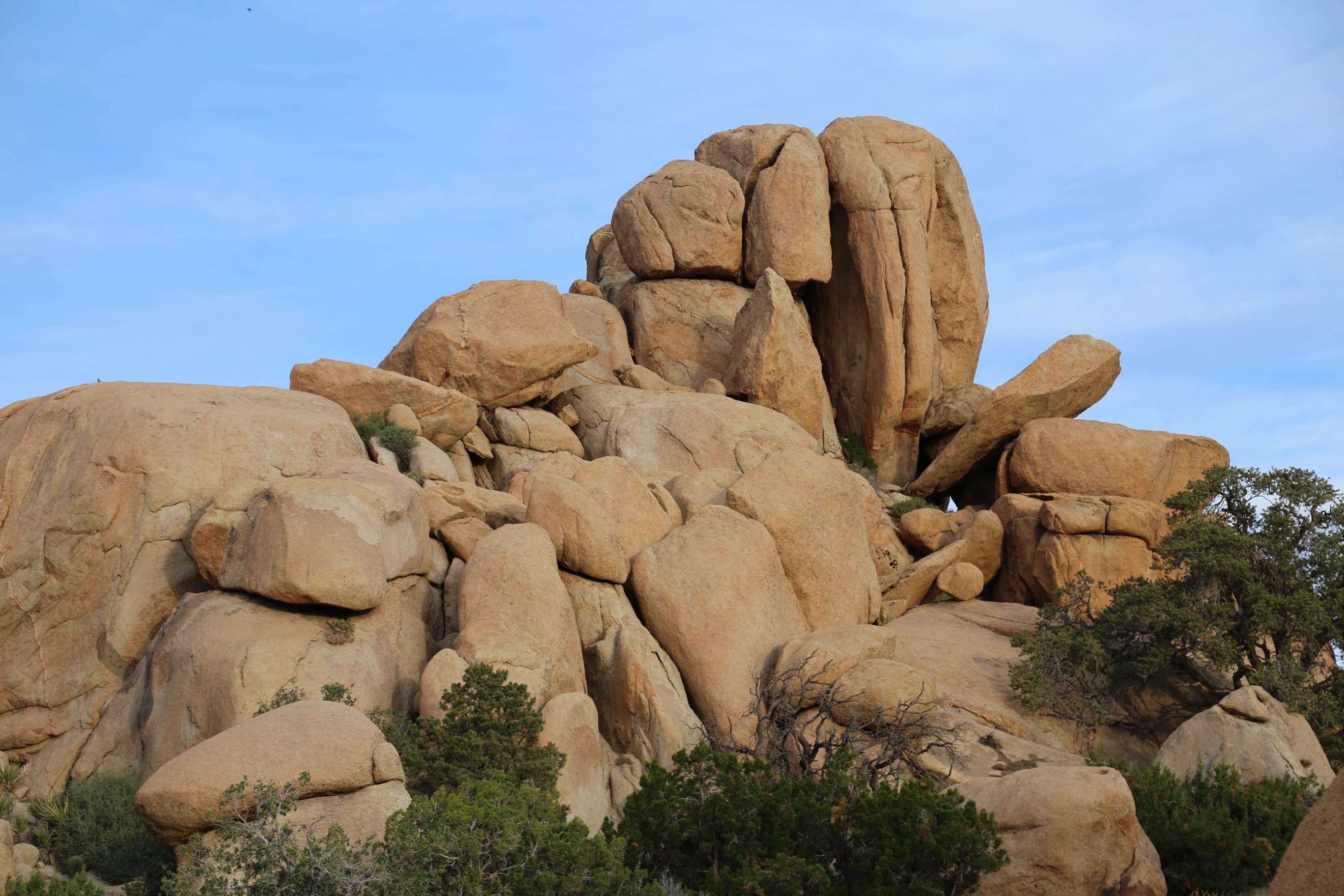 The sandstone boulders have been weathered over the ages.