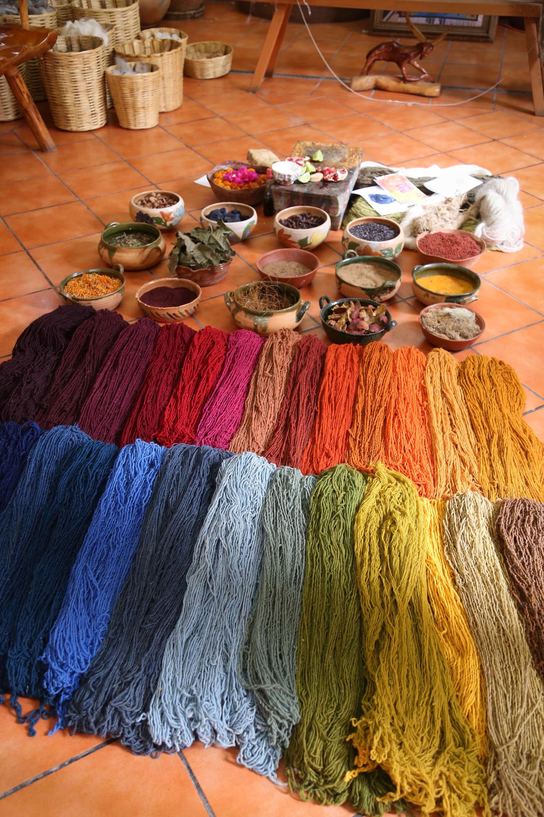 This palette of colors were all created using plants, seeds, barks and other natural materials.