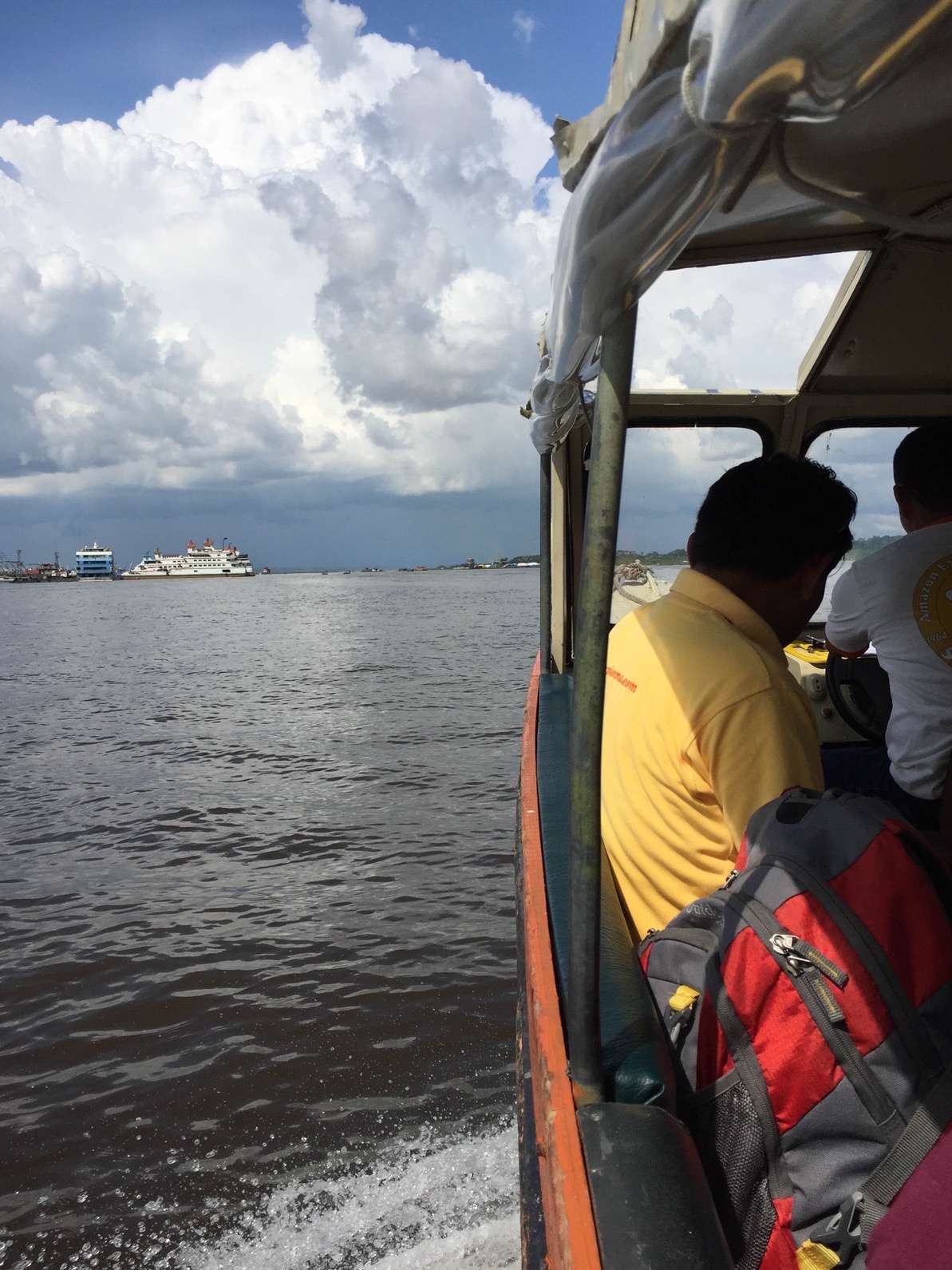 In a matter of minutes, this river boat will be in the middle of a heavy rainstorm.